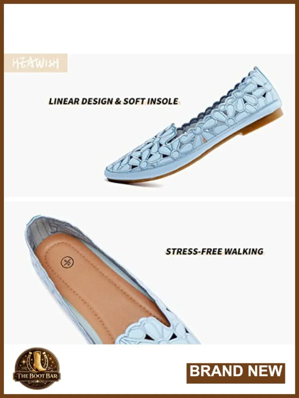 Floral Ballet Flats Slip On PU Leather Round Toe Dress Shoes for Women